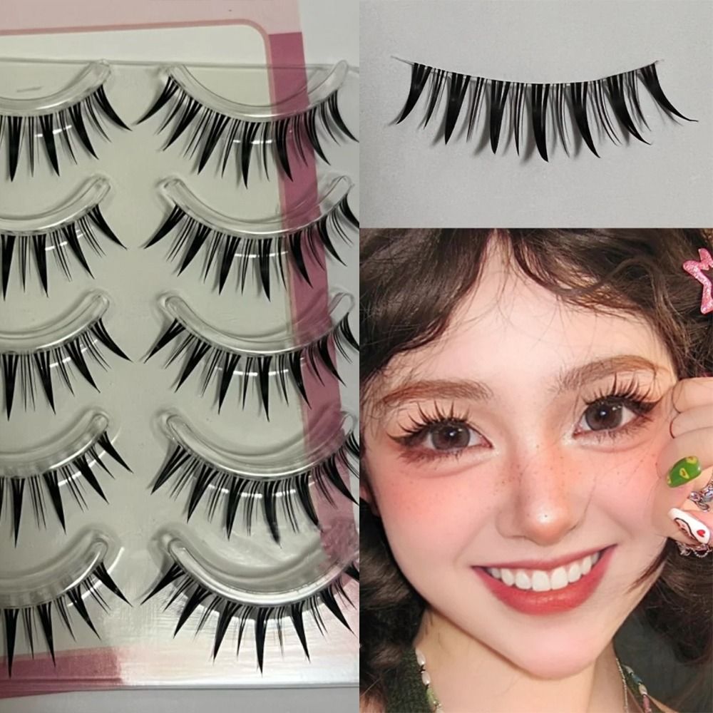 5 pares pacote japonês cosplay - Eyelash Extension Wet Look avaliação e preço